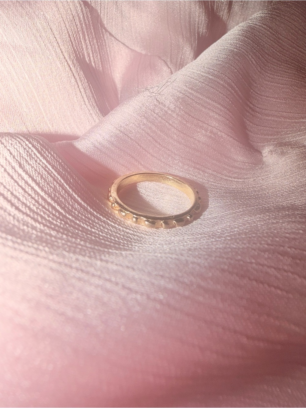 Gold Beaded Edge Women’s Ring - Elegant Minimalist Band